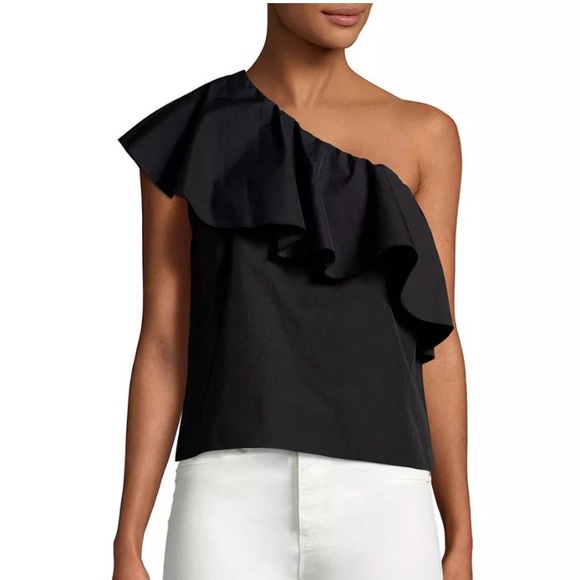 Alice + Olivia Tops - Alice+Olivia Calla One Shoulder Black Blouse - XS